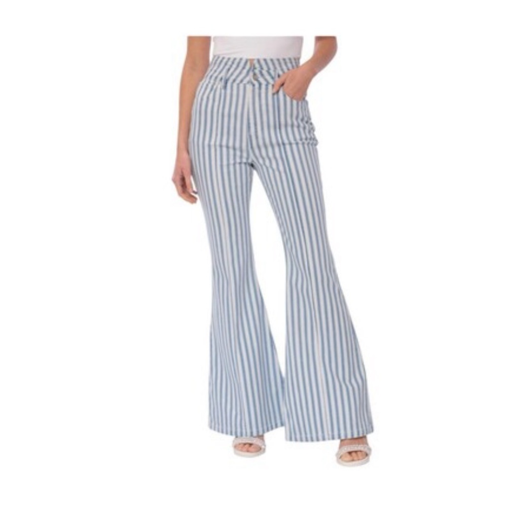Striped Blue Flare Jeans
